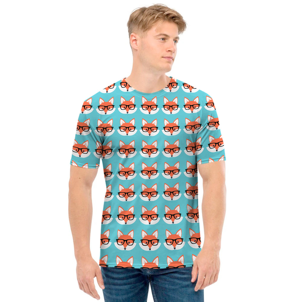 Fox With Glasses Pattern Print Men's T-Shirt