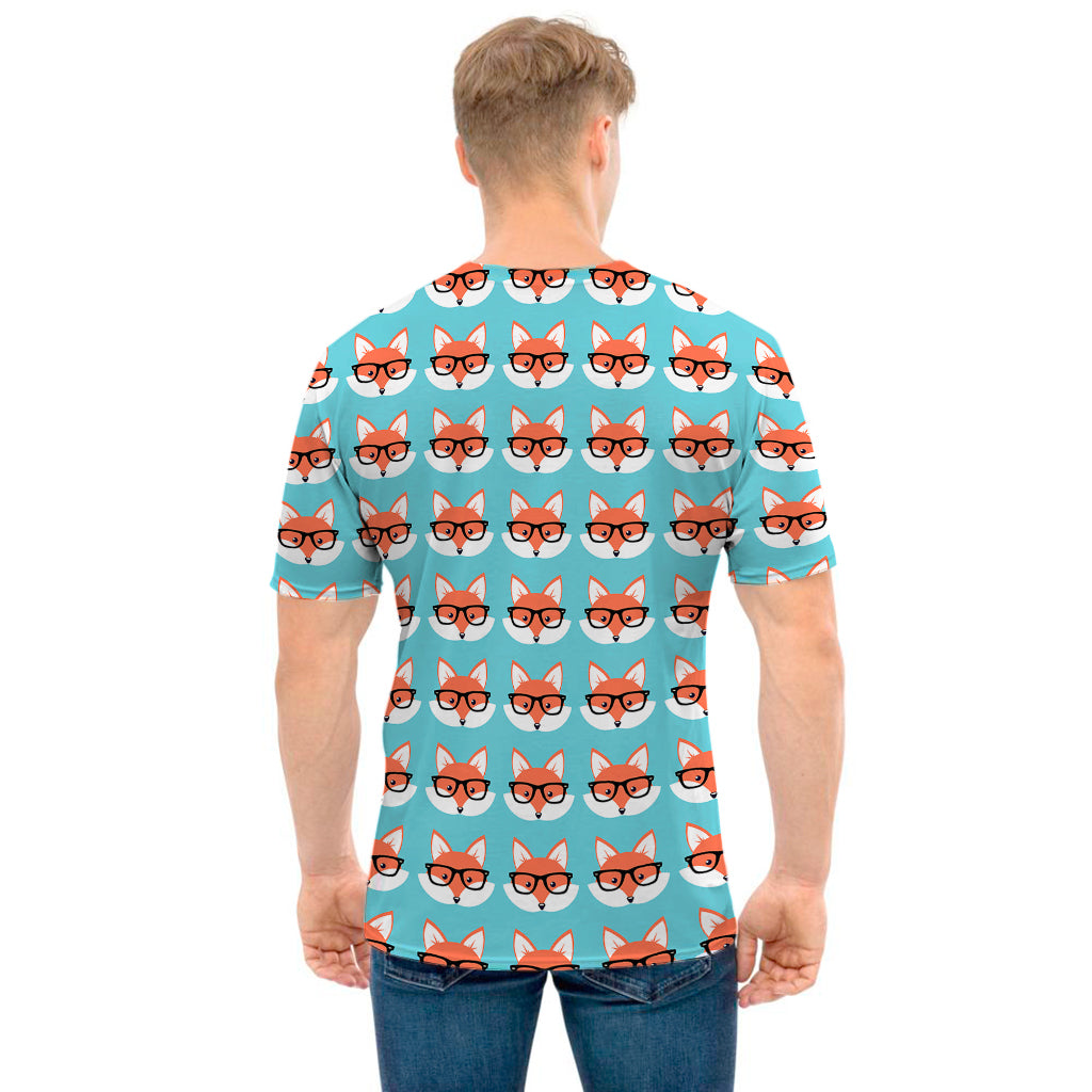 Fox With Glasses Pattern Print Men's T-Shirt