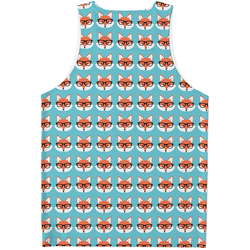 Fox With Glasses Pattern Print Men's Tank Top