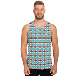 Fox With Glasses Pattern Print Men's Tank Top