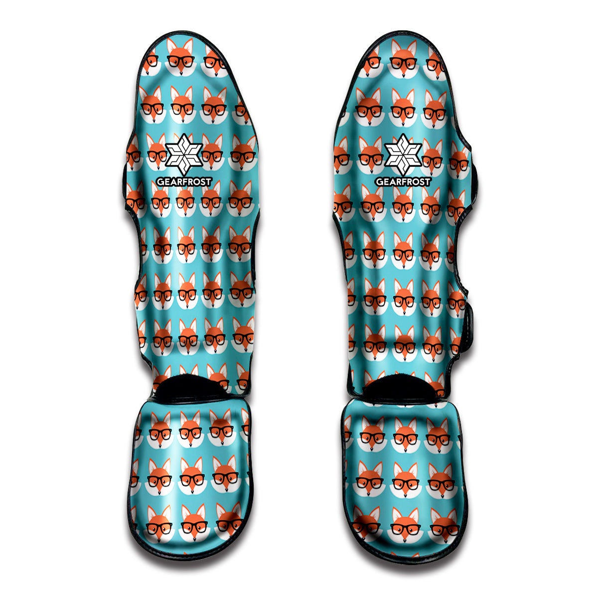 Fox With Glasses Pattern Print Muay Thai Shin Guard