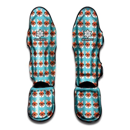 Fox With Glasses Pattern Print Muay Thai Shin Guard