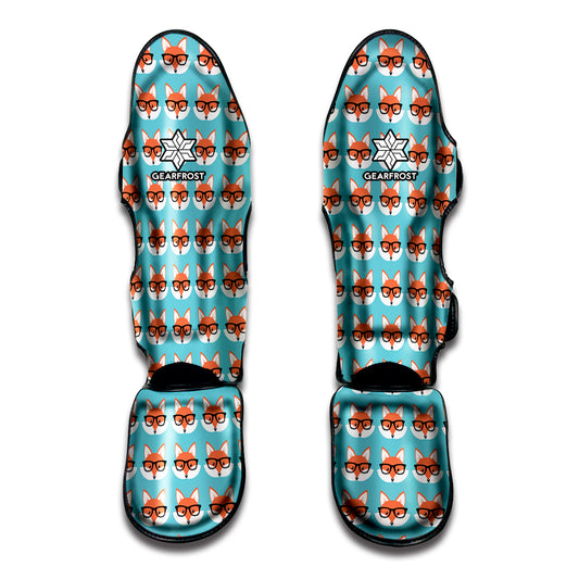Fox With Glasses Pattern Print Muay Thai Shin Guard