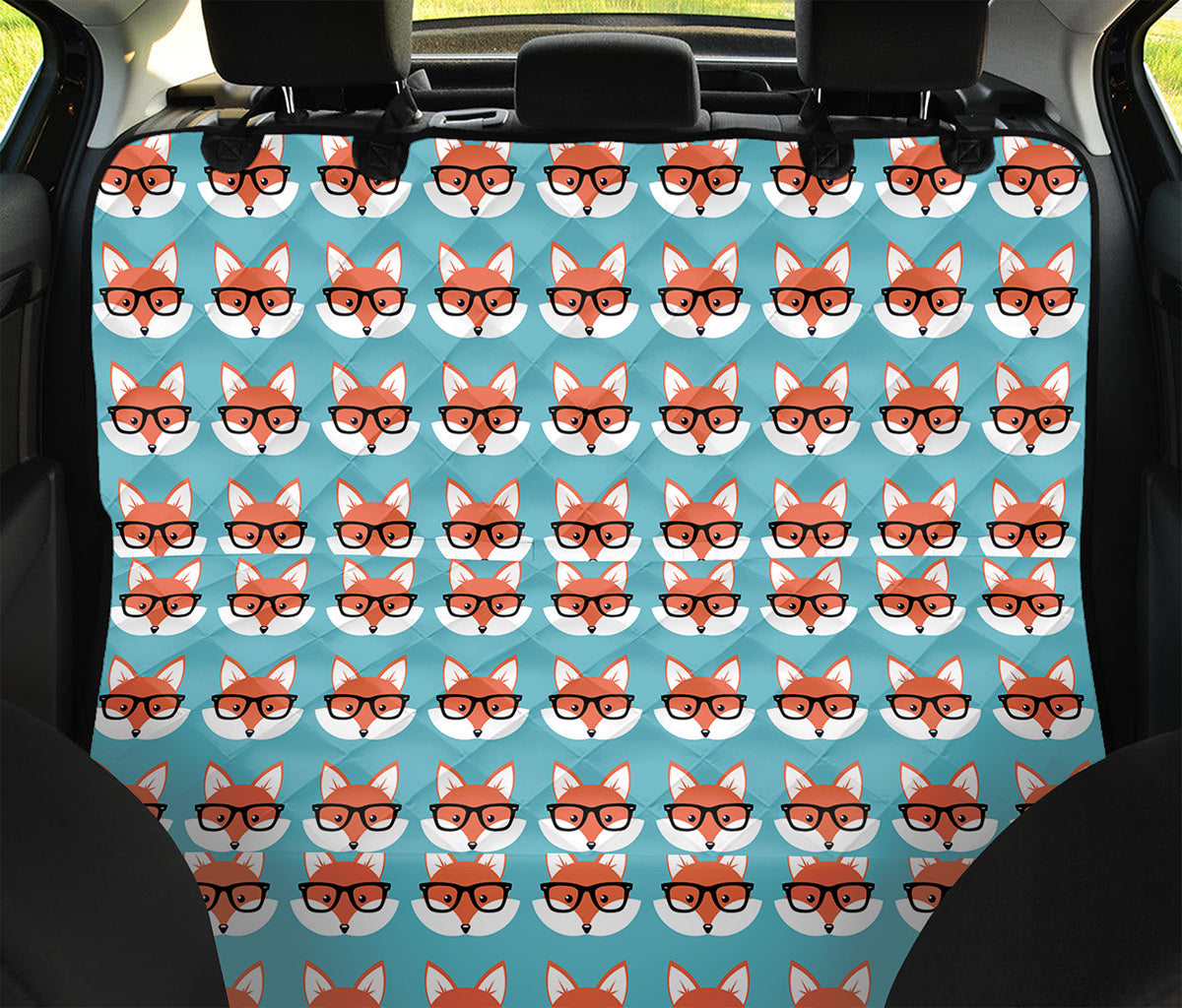Fox With Glasses Pattern Print Pet Car Back Seat Cover