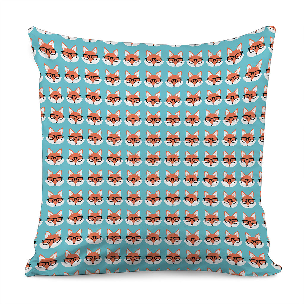 Fox With Glasses Pattern Print Pillow Cover