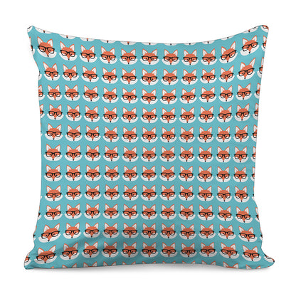 Fox With Glasses Pattern Print Pillow Cover