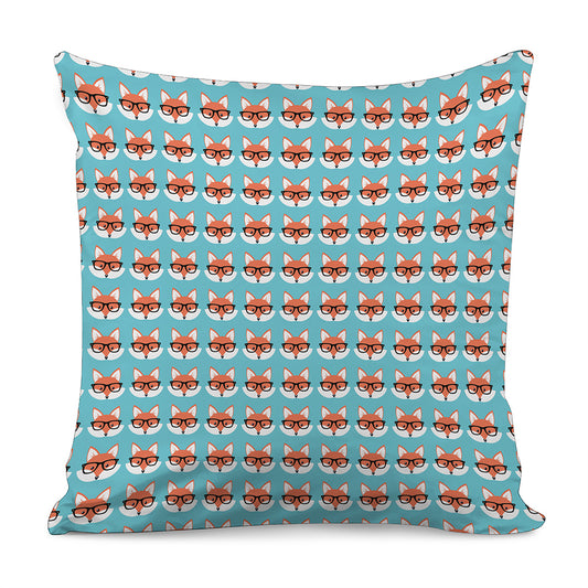 Fox With Glasses Pattern Print Pillow Cover