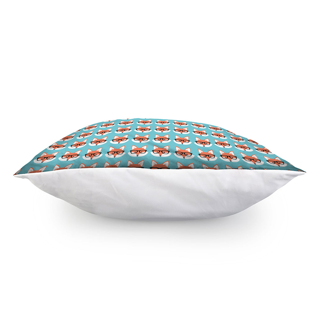 Fox With Glasses Pattern Print Pillow Cover