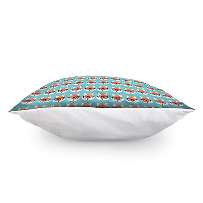 Fox With Glasses Pattern Print Pillow Cover