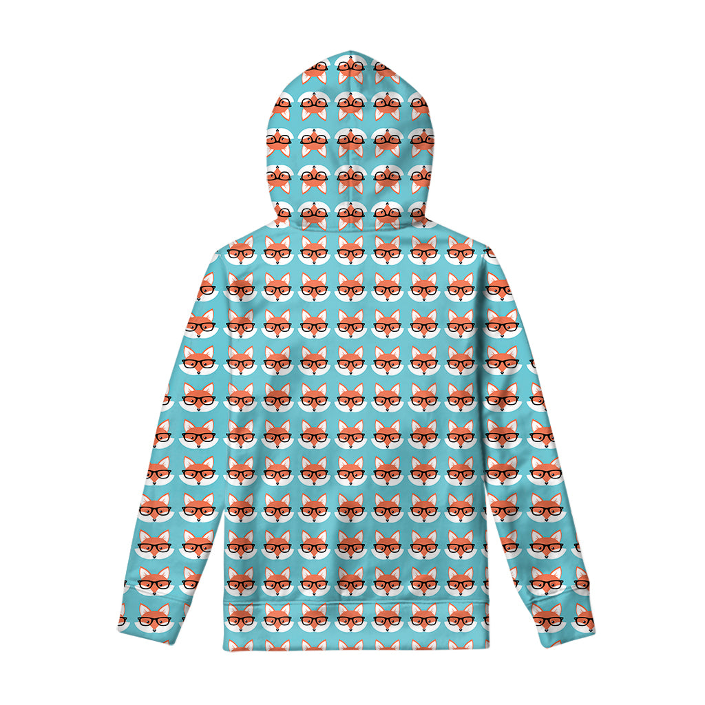 Fox With Glasses Pattern Print Pullover Hoodie