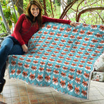 Fox With Glasses Pattern Print Quilt