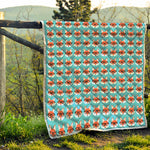 Fox With Glasses Pattern Print Quilt