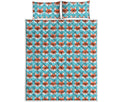 Fox With Glasses Pattern Print Quilt Bed Set