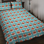 Fox With Glasses Pattern Print Quilt Bed Set