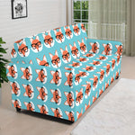 Fox With Glasses Pattern Print Sofa Cover