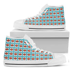 Fox With Glasses Pattern Print White High Top Shoes