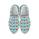Fox With Glasses Pattern Print White Slip On Shoes