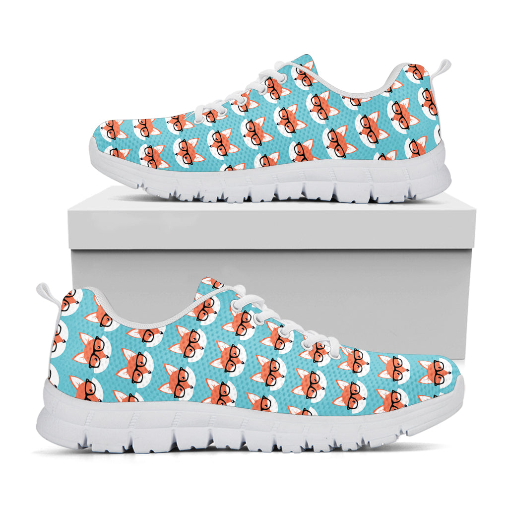 Fox With Glasses Pattern Print White Sneakers
