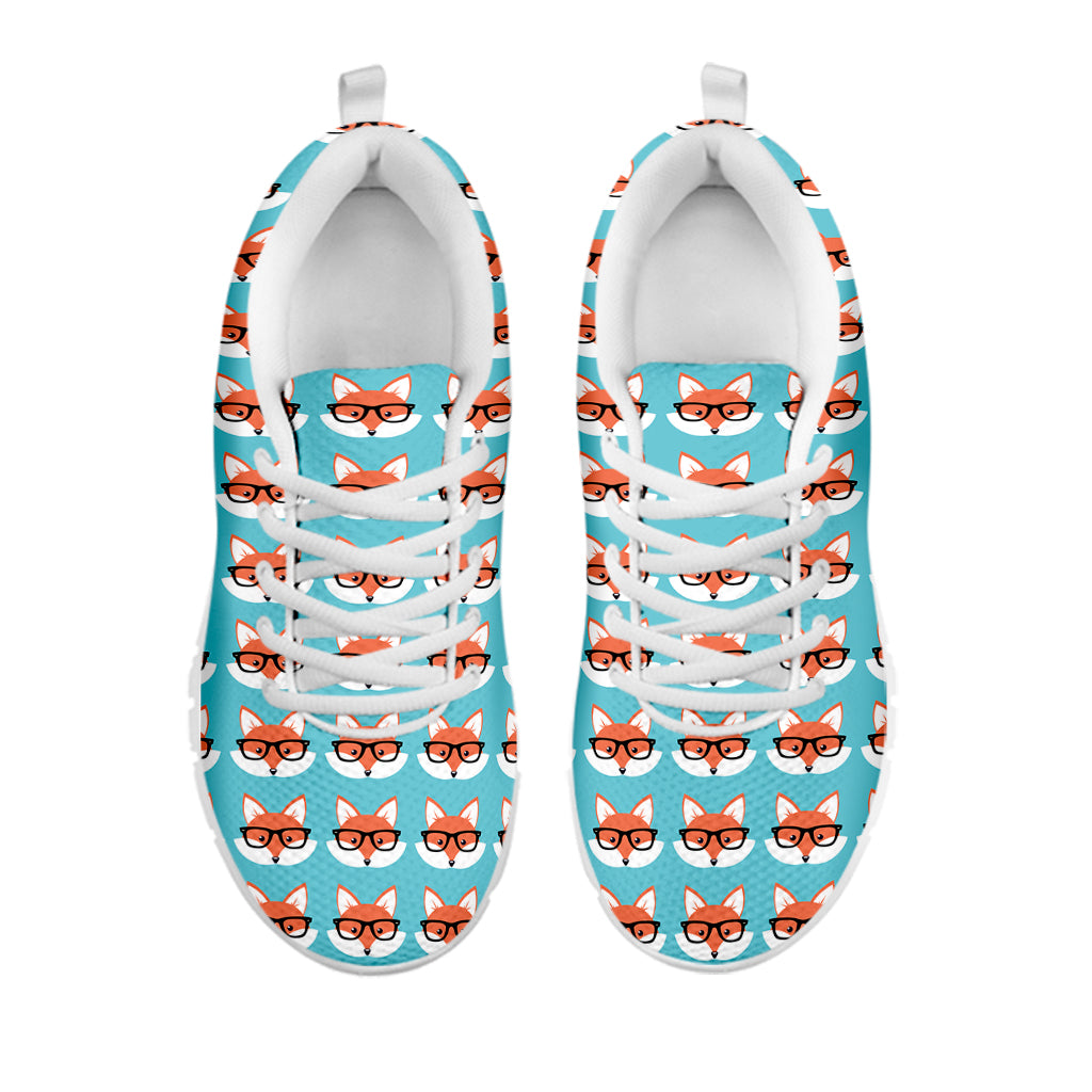 Fox With Glasses Pattern Print White Sneakers