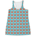 Fox With Glasses Pattern Print Women's Racerback Tank Top