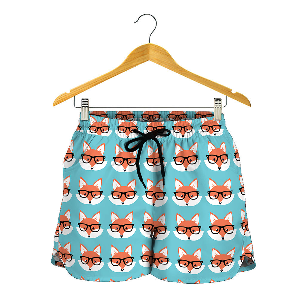 Fox With Glasses Pattern Print Women's Shorts