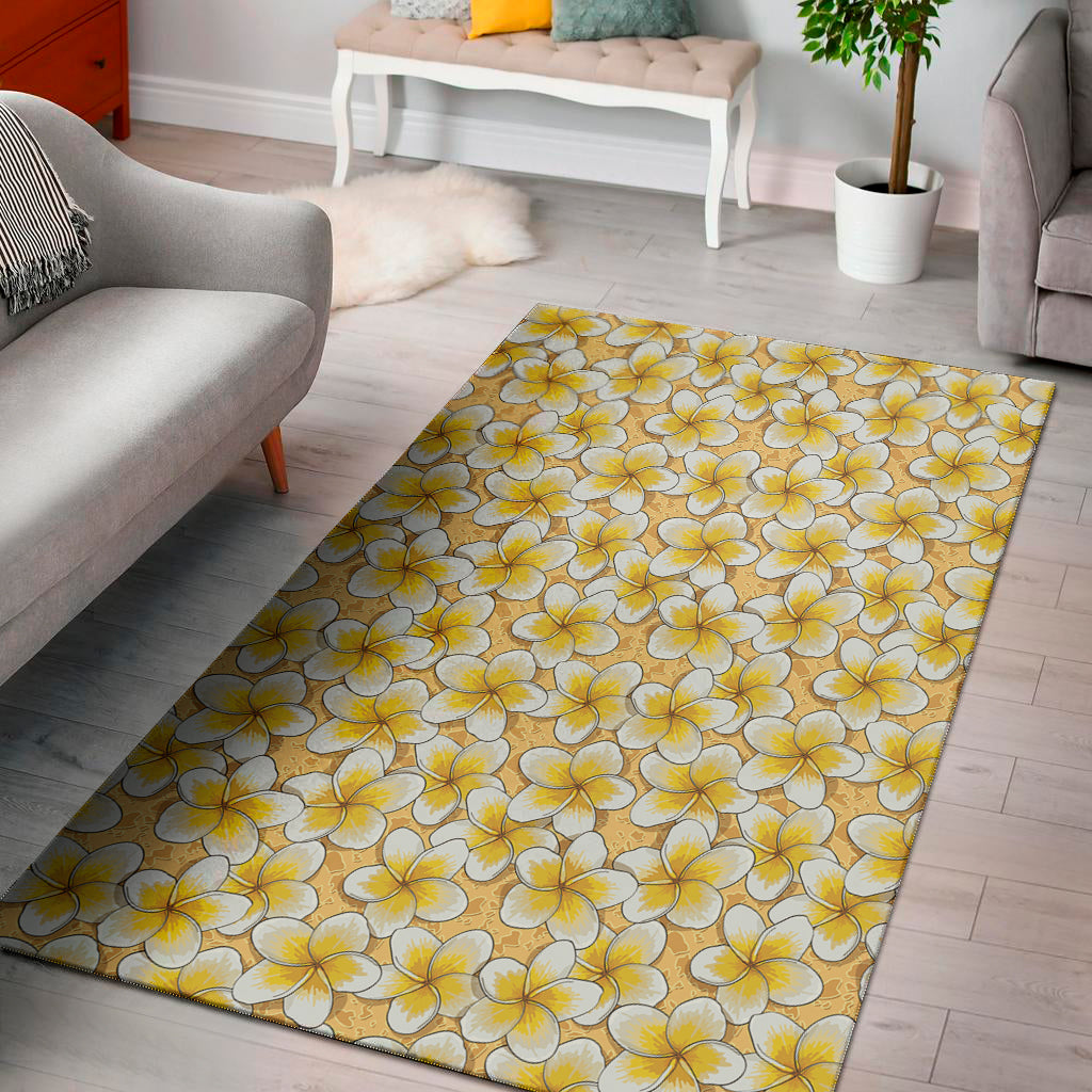 Frangipani Flower Pattern Print Area Rug