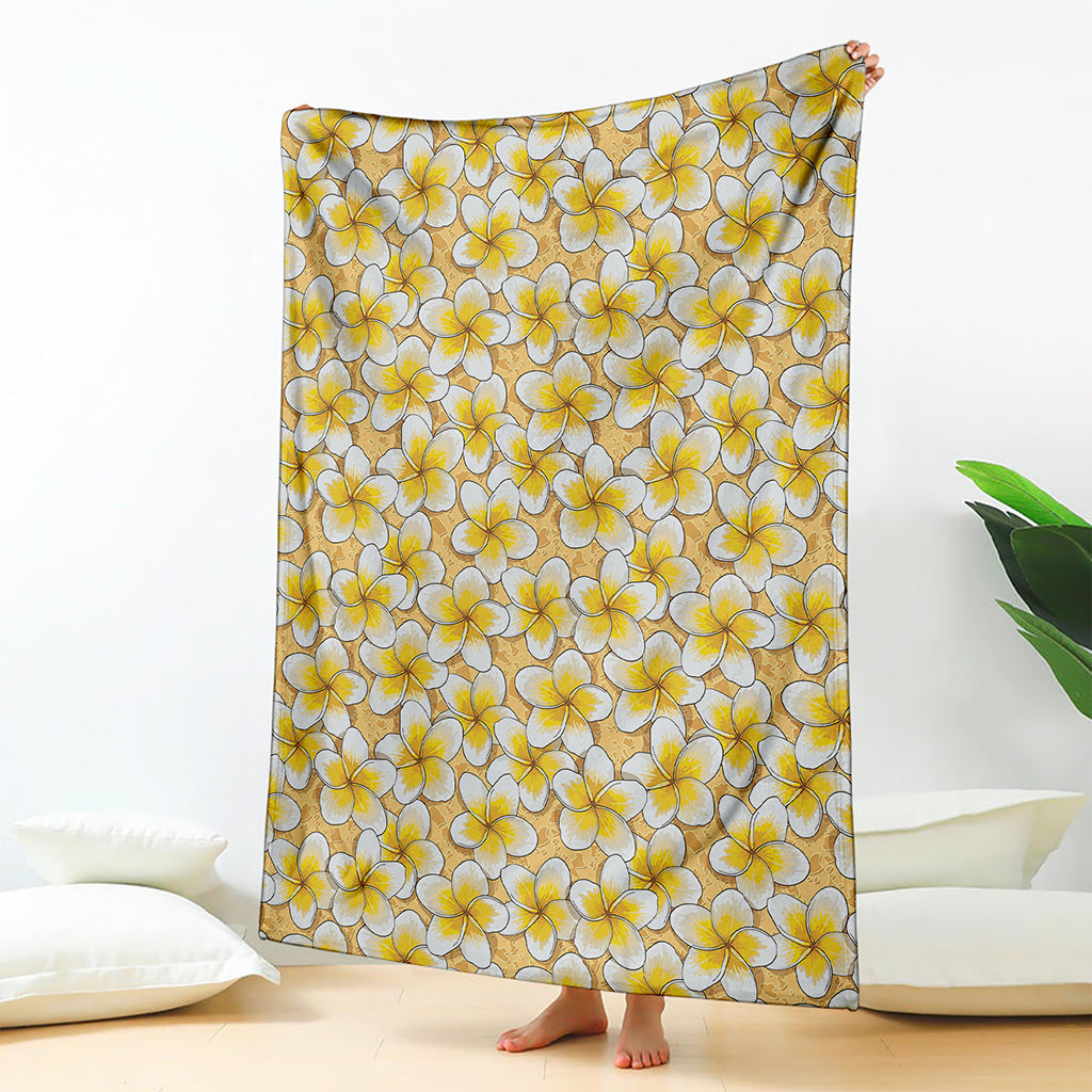 Frangipani Flower Pattern Print Blanket