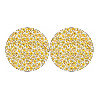 Frangipani Flower Pattern Print Car Coasters