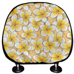 Frangipani Flower Pattern Print Car Headrest Covers