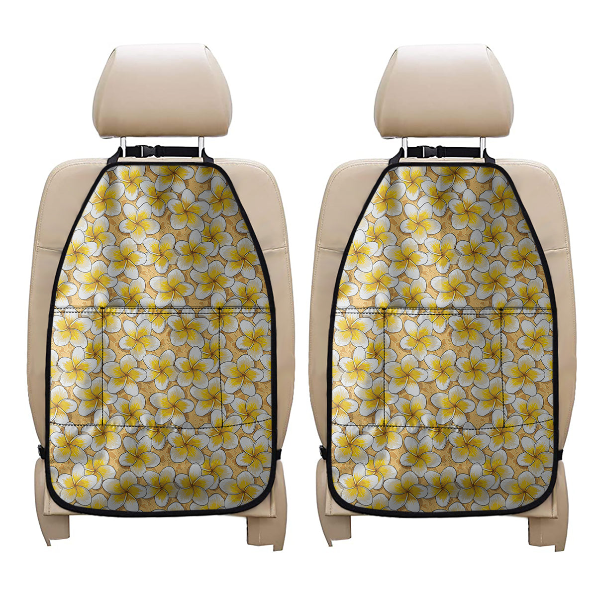 Frangipani Flower Pattern Print Car Seat Organizers