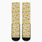 Frangipani Flower Pattern Print Crew Socks