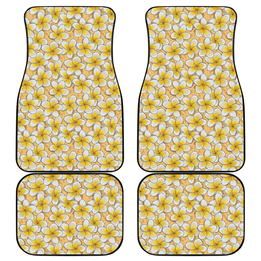 Frangipani Flower Pattern Print Front and Back Car Floor Mats