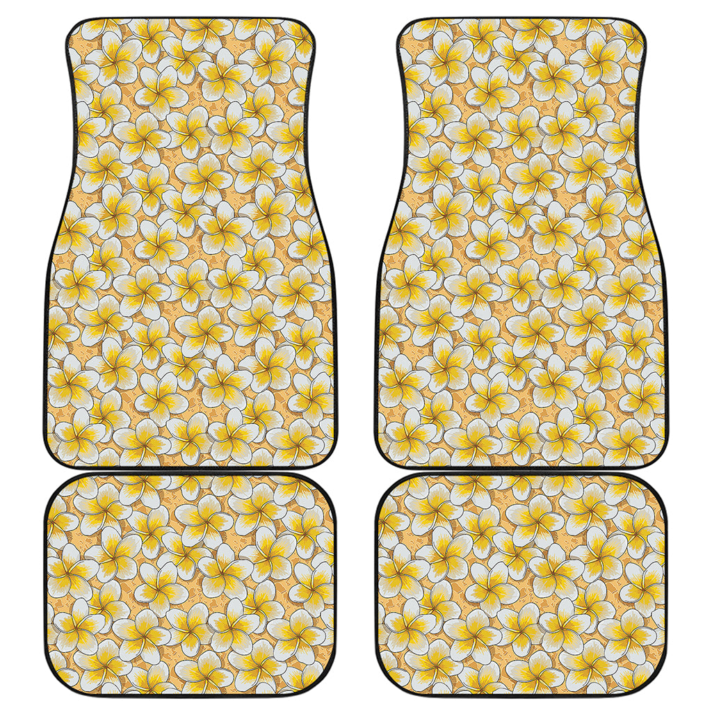 Frangipani Flower Pattern Print Front and Back Car Floor Mats