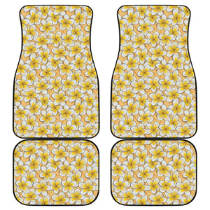 Frangipani Flower Pattern Print Front and Back Car Floor Mats