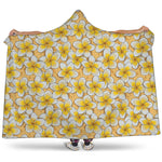 Frangipani Flower Pattern Print Hooded Blanket