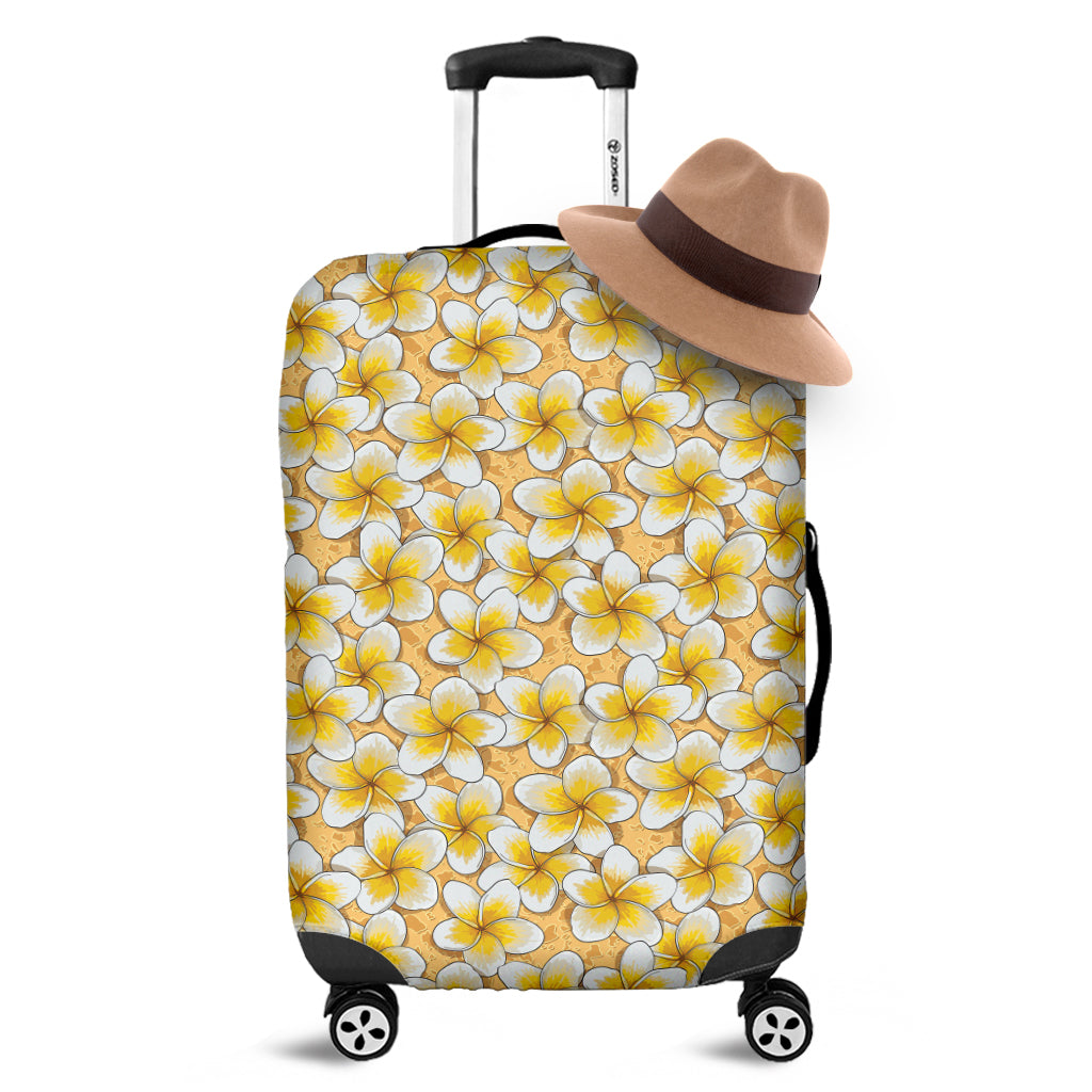 Frangipani Flower Pattern Print Luggage Cover