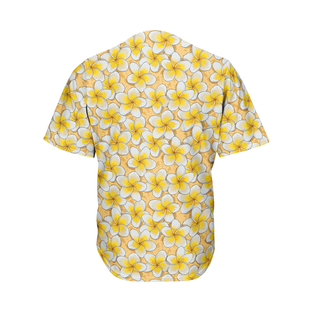 Frangipani Flower Pattern Print Men's Baseball Jersey