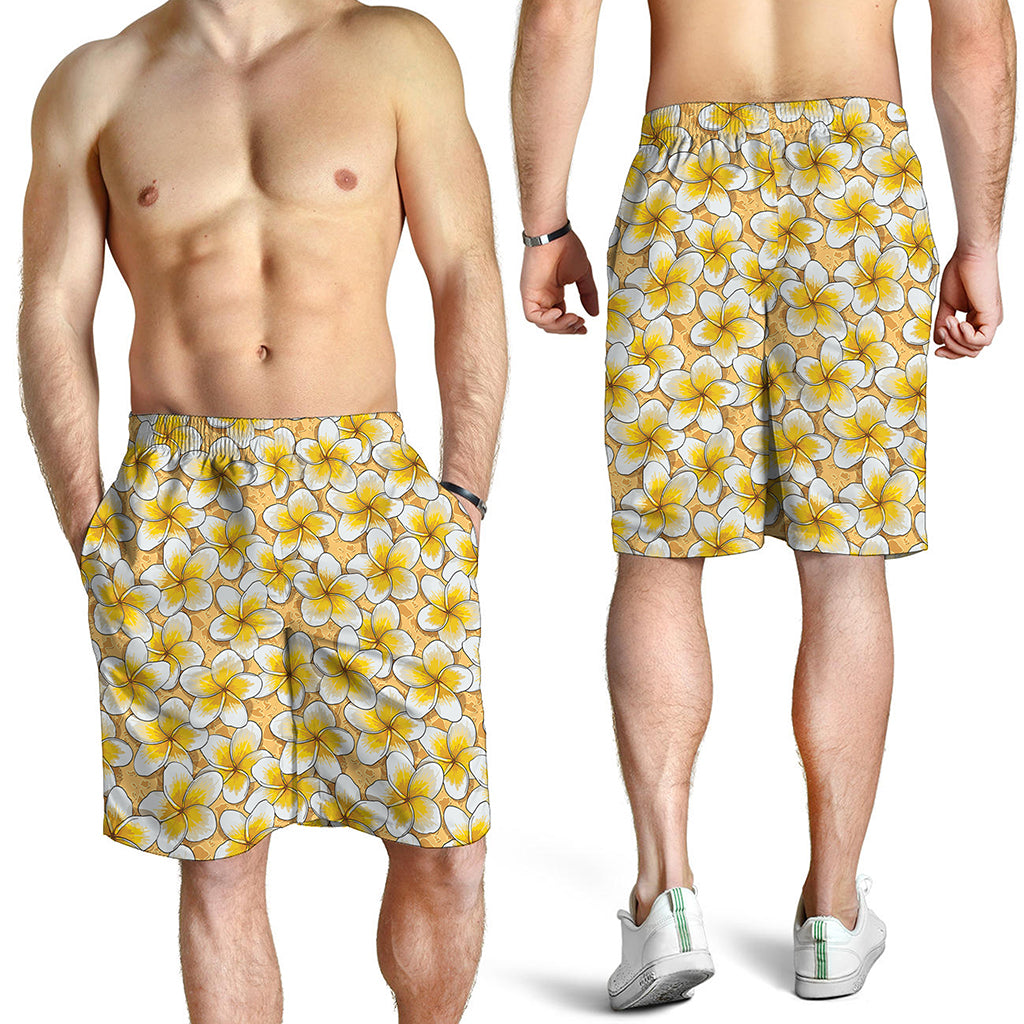 Frangipani Flower Pattern Print Men's Shorts