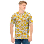 Frangipani Flower Pattern Print Men's T-Shirt