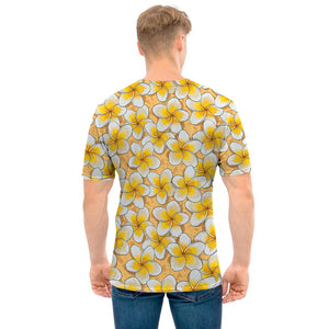 Frangipani Flower Pattern Print Men's T-Shirt