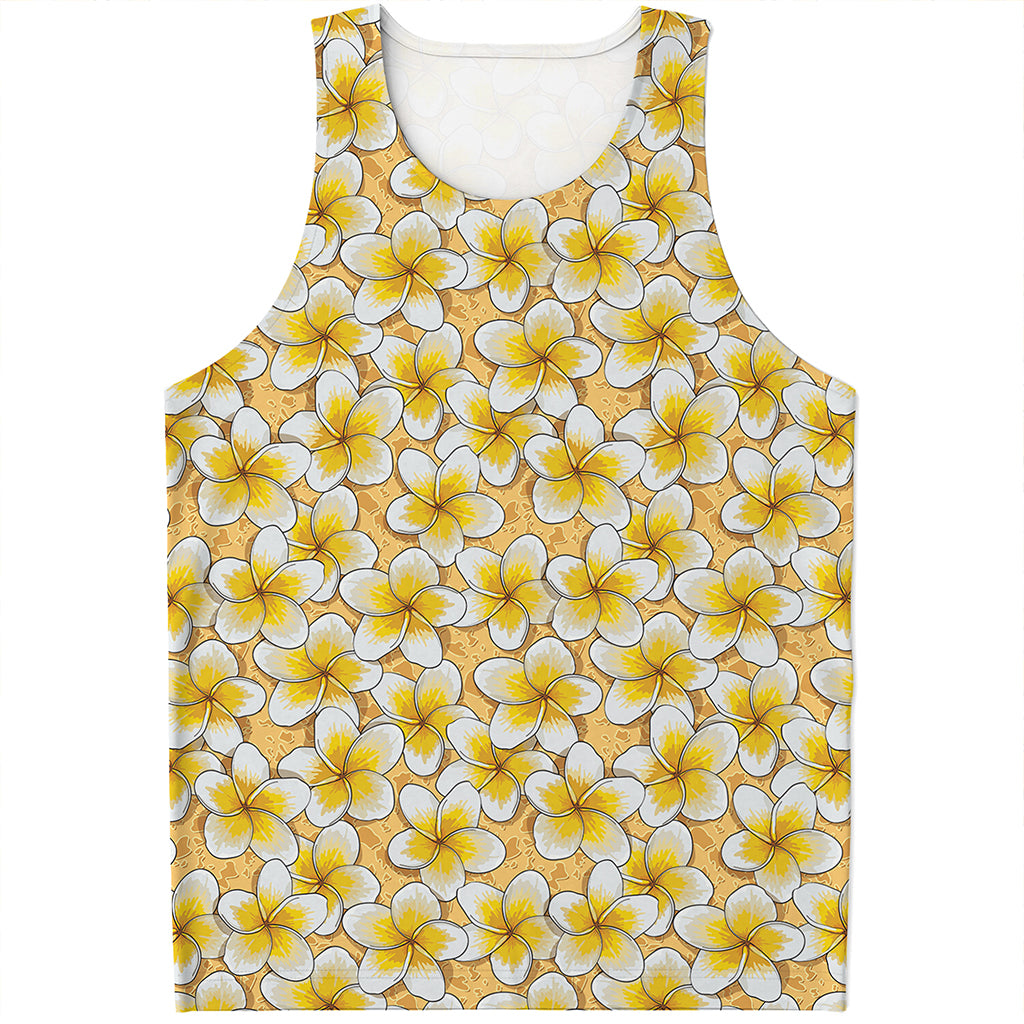 Frangipani Flower Pattern Print Men's Tank Top