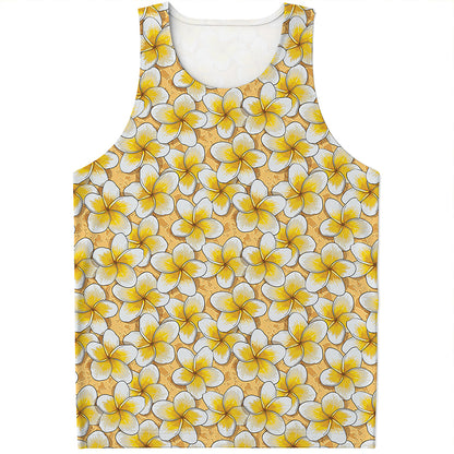 Frangipani Flower Pattern Print Men's Tank Top