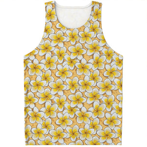 Frangipani Flower Pattern Print Men's Tank Top