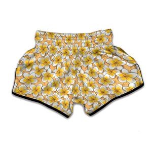 Frangipani Flower Pattern Print Muay Thai Boxing Shorts