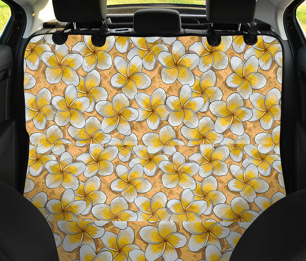 Frangipani Flower Pattern Print Pet Car Back Seat Cover