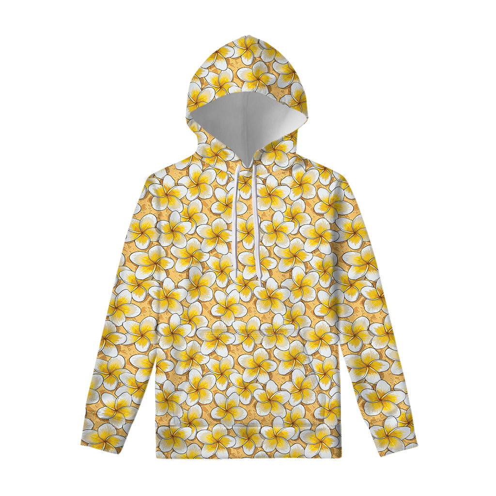 Frangipani Flower Pattern Print Pullover Hoodie