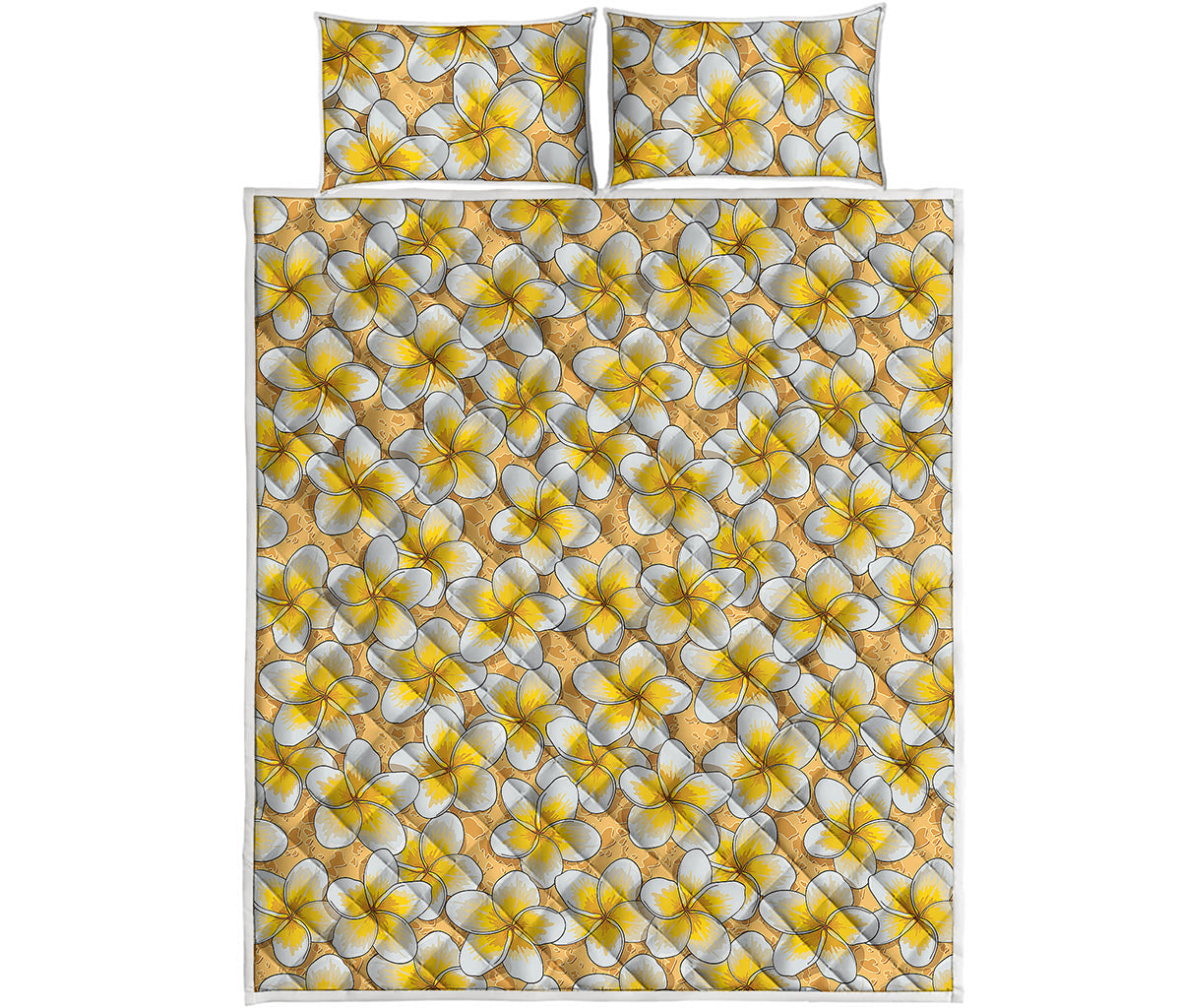 Frangipani Flower Pattern Print Quilt Bed Set
