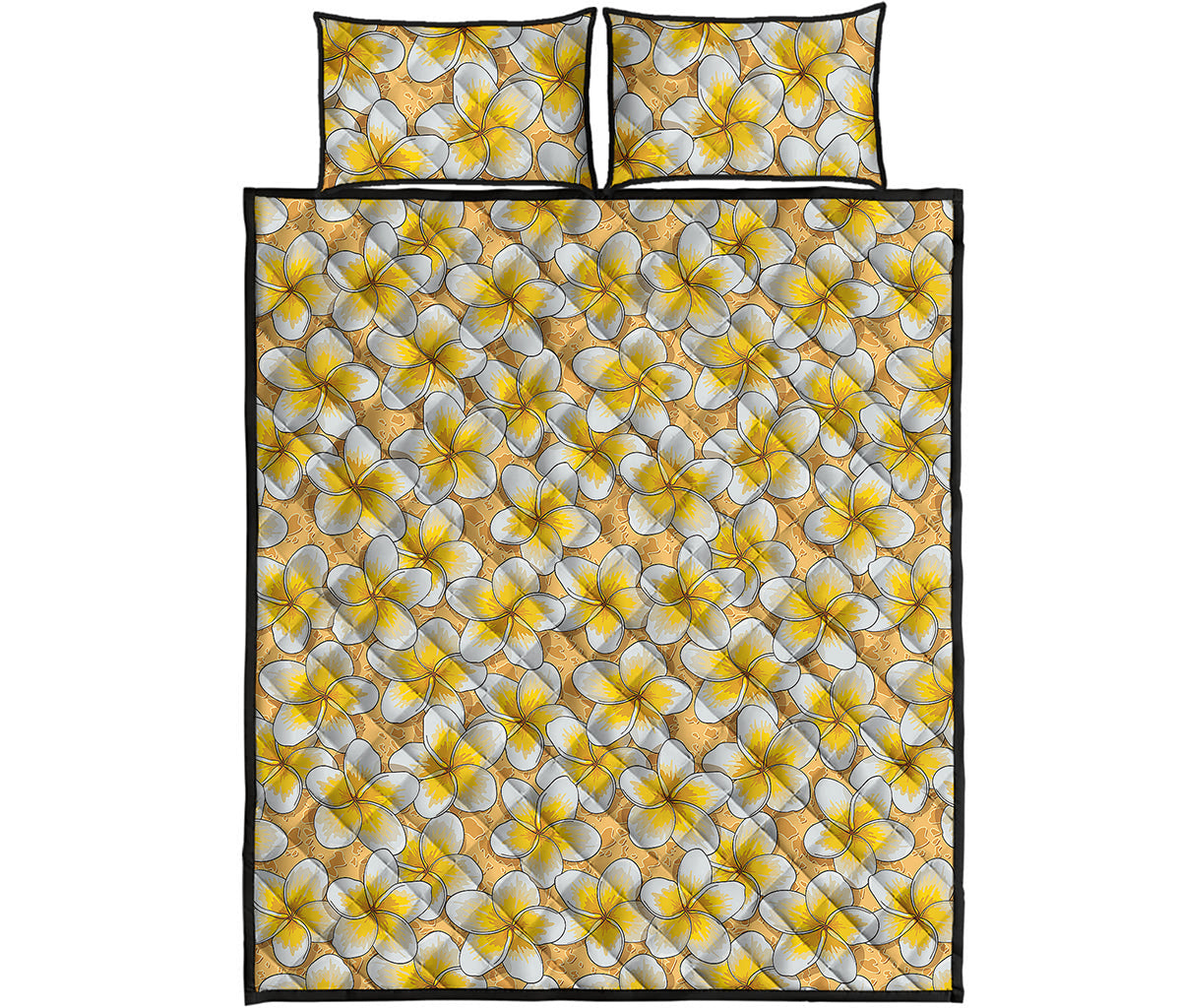 Frangipani Flower Pattern Print Quilt Bed Set