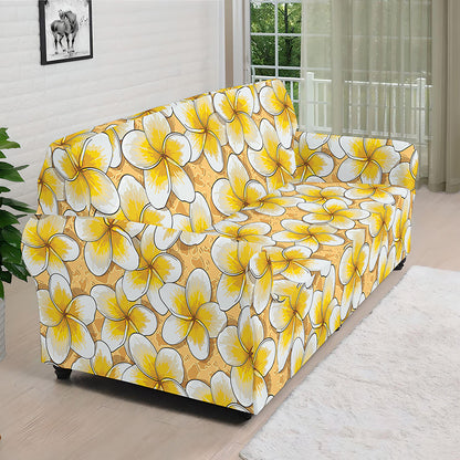 Frangipani Flower Pattern Print Sofa Cover