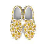 Frangipani Flower Pattern Print White Slip On Shoes